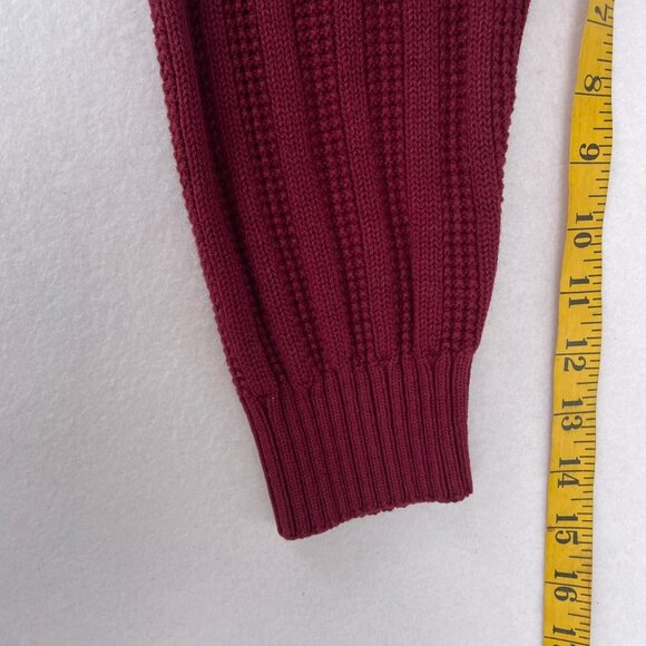 Vintage Maroon Burgundy Grandpa Knit Cardigan Baggy Oversized Size M Fall Autumn - Picture 7 of 7